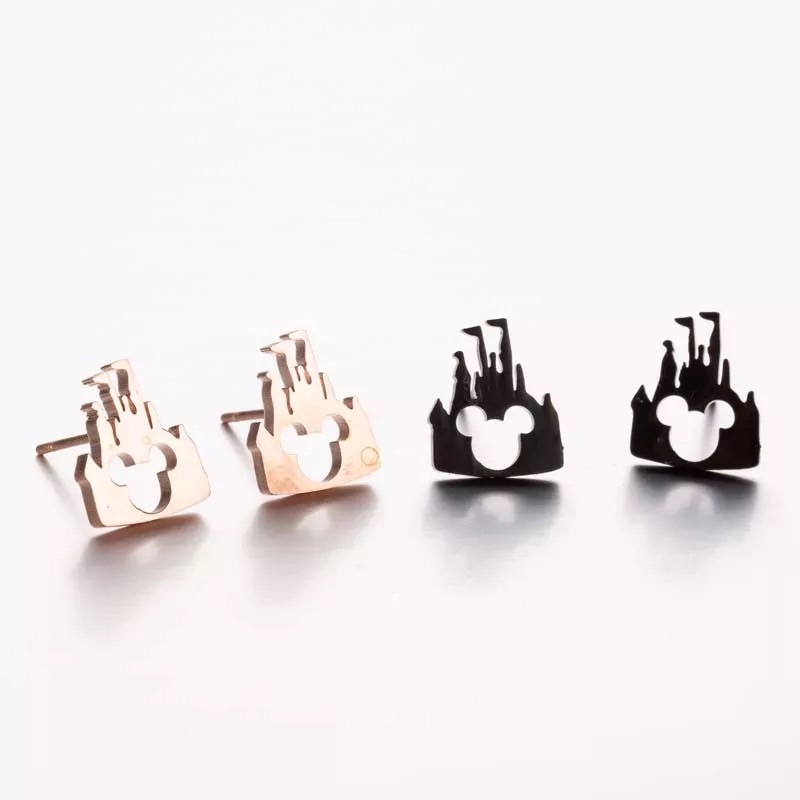 Disney Castle Mickey Stud Stainless Steel Earrings